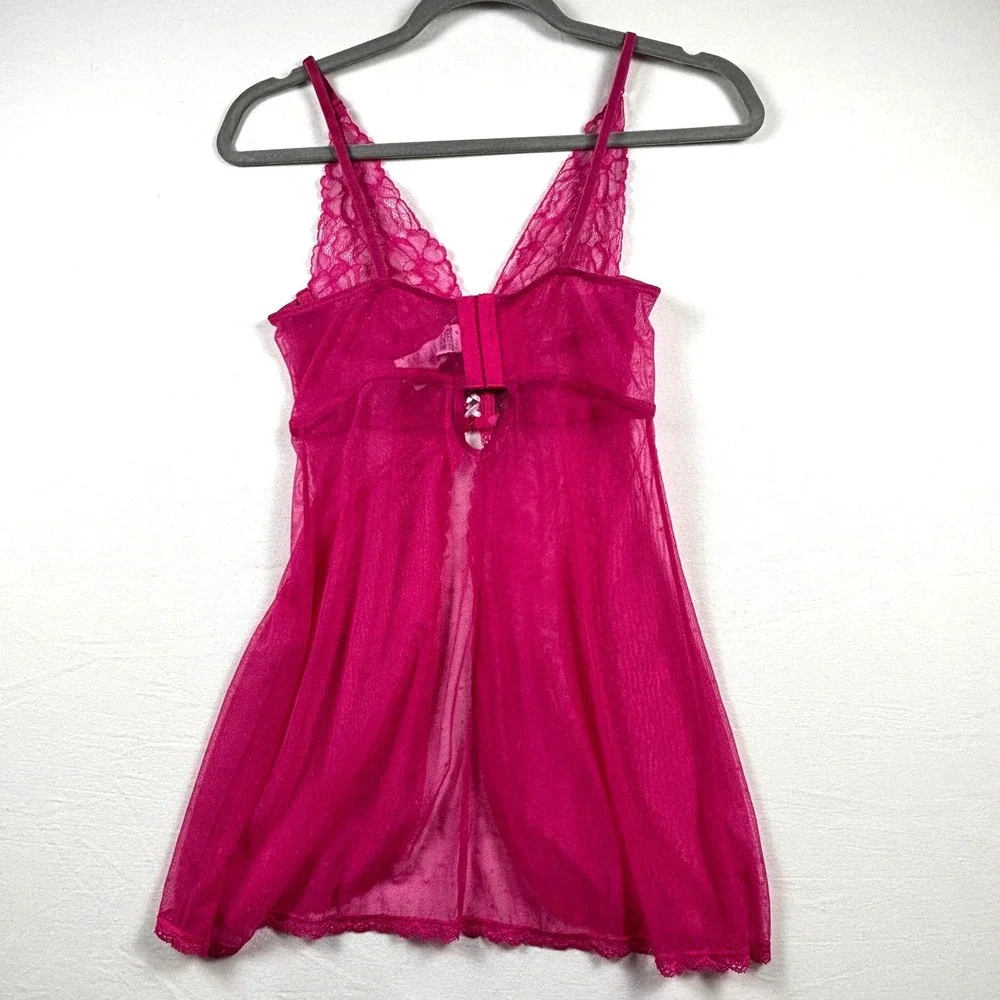 Forever 21 Babydoll Lingerie Lace Trim‎ Pink Corset Style
